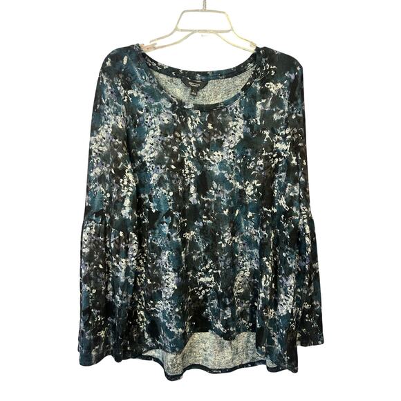 Simply Vera Vera Wang purple blue floral thin sweater top blouse women's large - Picture 1 of 5